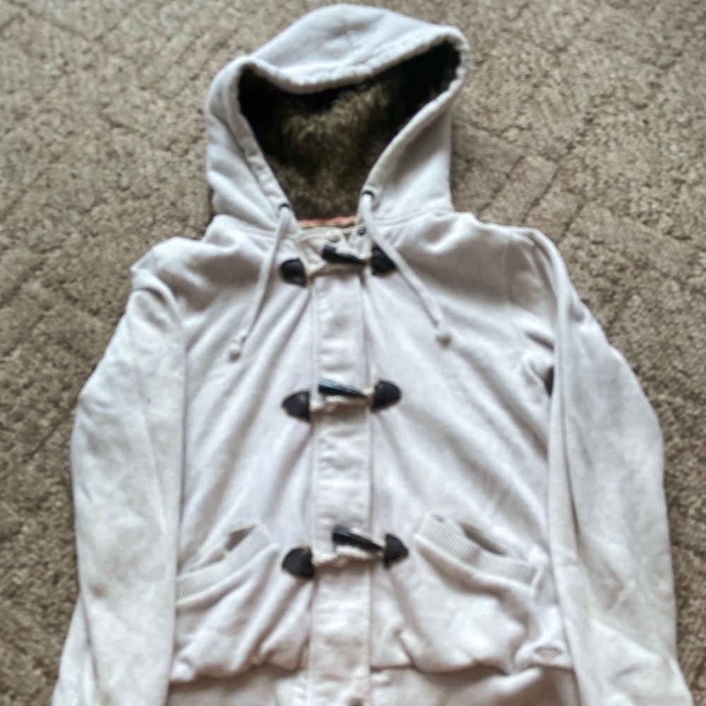 ROXY fur lined hood Zip up Hoodie